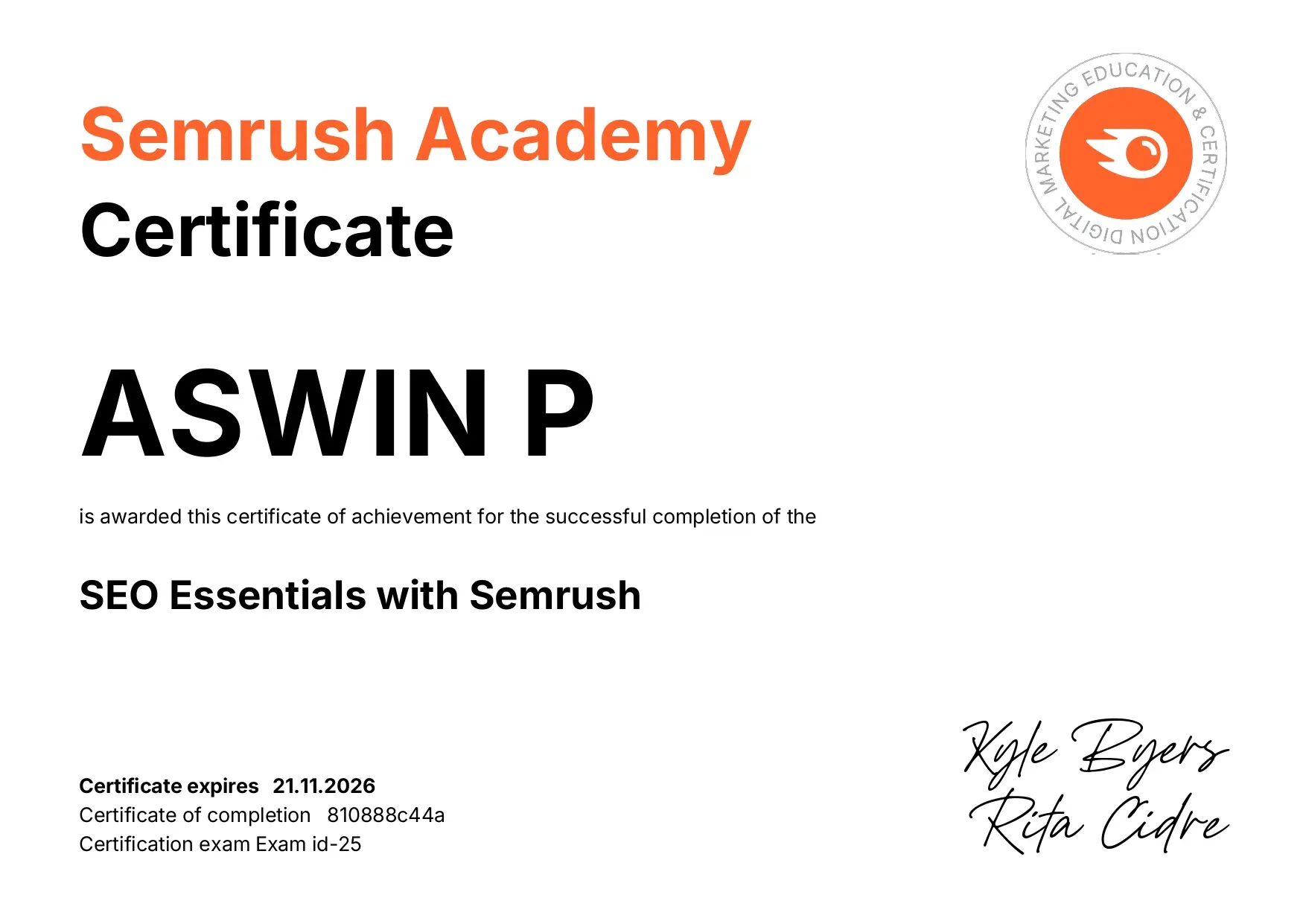 Digital Marketing Expert in Malappuram | Web Developer SEO-Essentials with semrush certificate